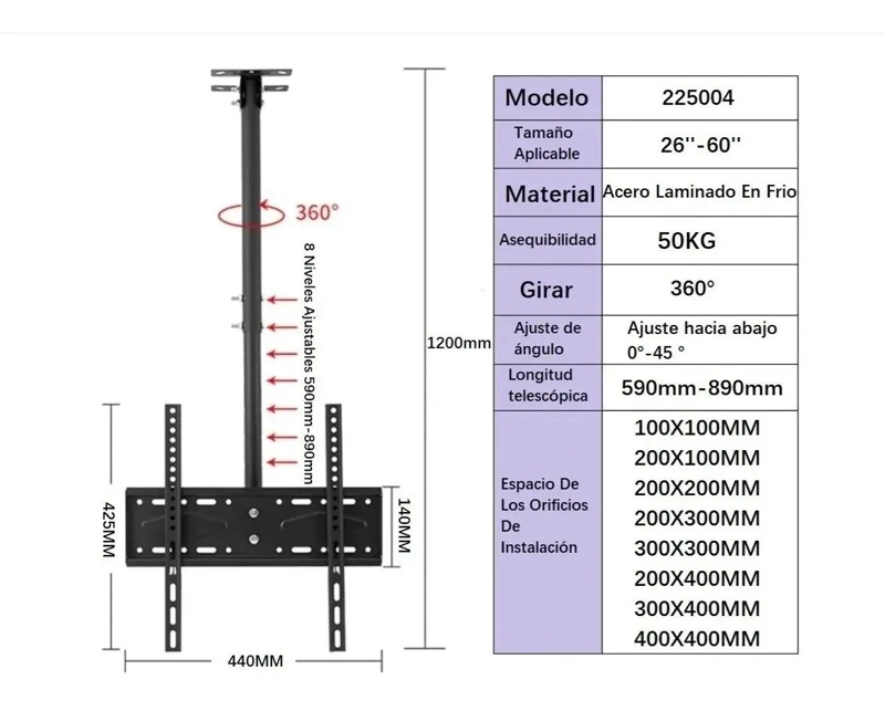SOPORTE TV ARTICULADO GIRATORIO E INCLINABLE PARA TECHO Y - 2