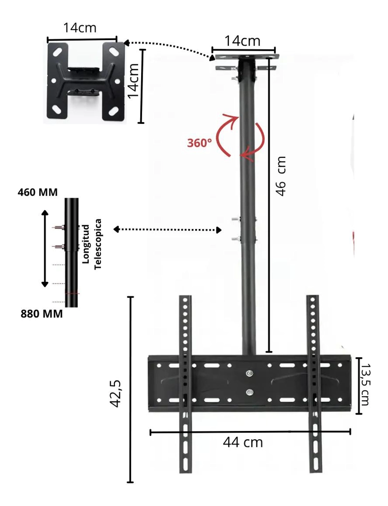 SOPORTE TV ARTICULADO 360° INCLINABLE PARA 26 A 60 PULG - 2
