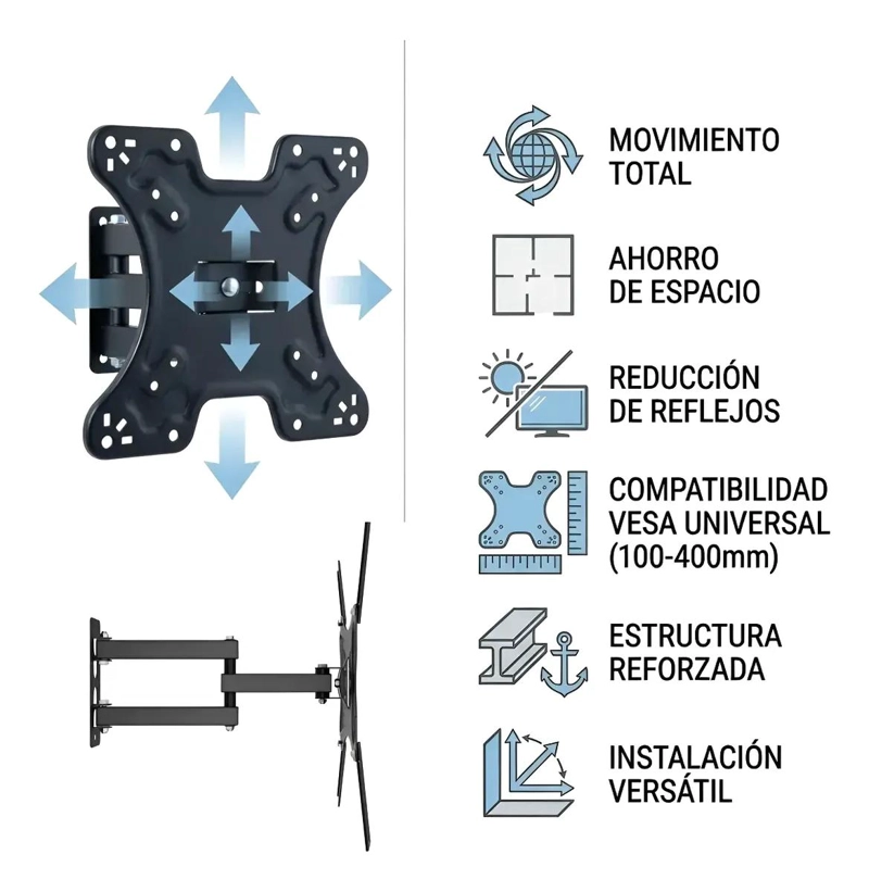 SOPORTE DE BRAZO RETRACTIL PARA TV 14 A 55 PULGADAS - 3