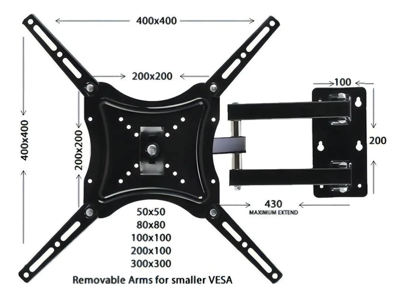 SOPORTE PARA TV LED LCD 14-55 PULGADAS CON BRAZOS Y BASE - 5