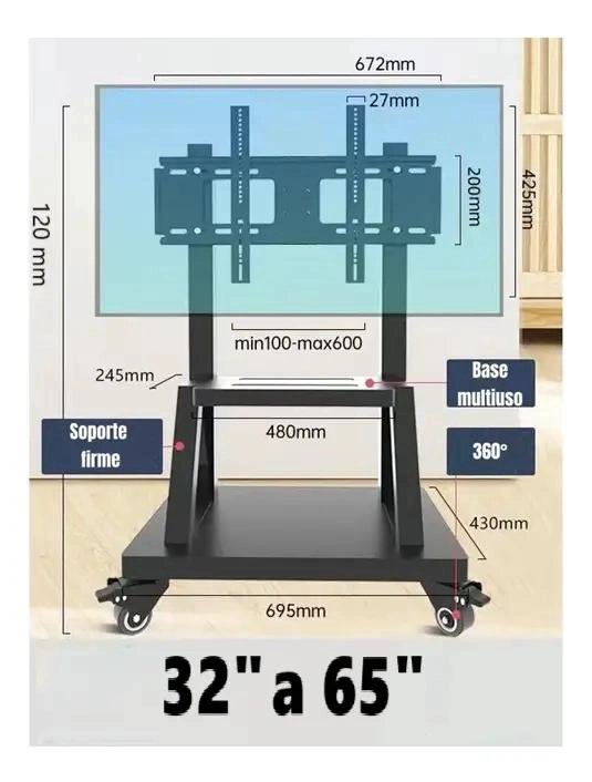 SOPORTE MOVIL PARA TV DE 32 A 70 PULGADAS CON RUEDAS - 2