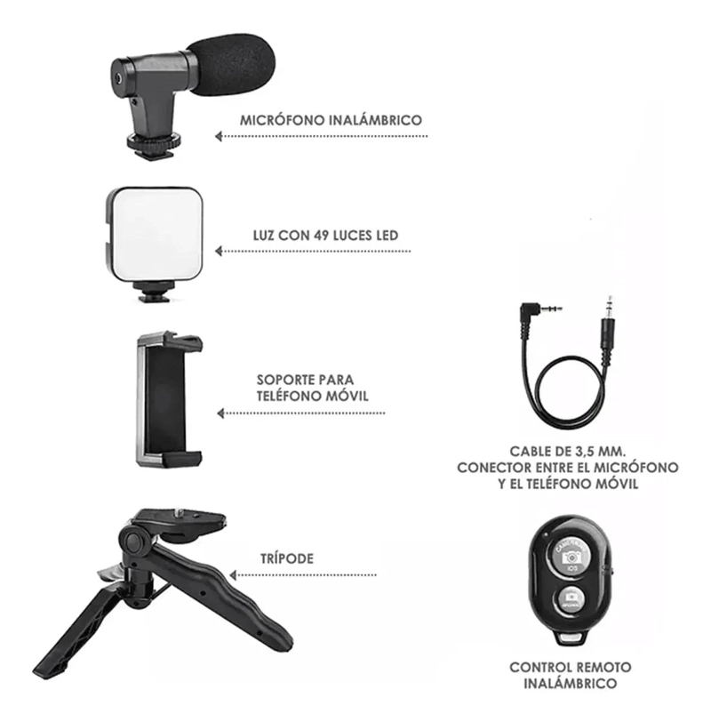 ESTABILIZADOR TRIPODE 6 EN 1 PARA GRABACION CON CELULAR - 5