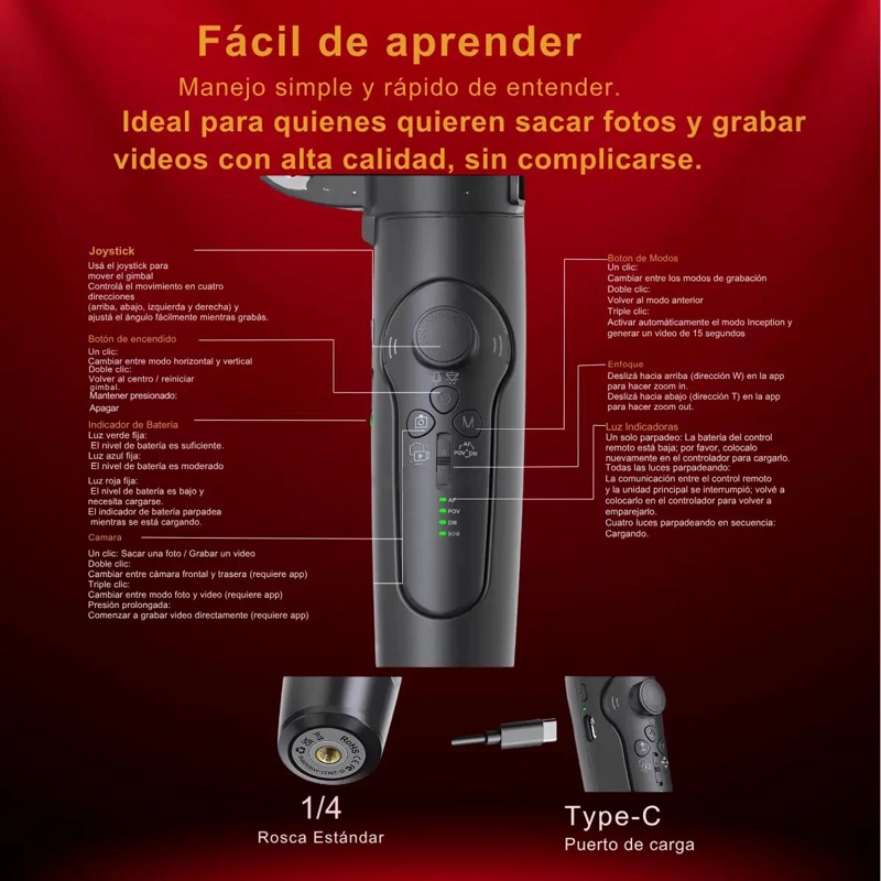 ESTABILIZADOR DE TELE FONO INTELIGENTE 3 EJES CON SEGUIM. - 5