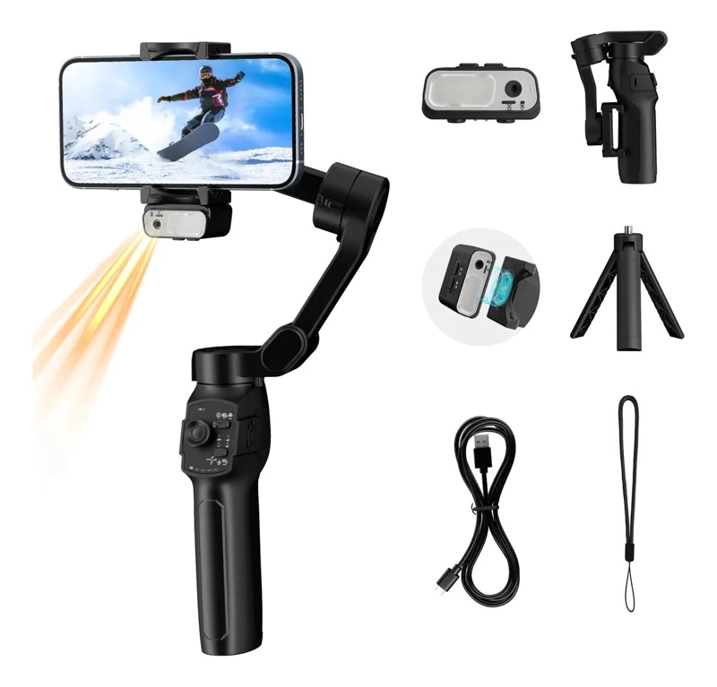 ESTABILIZADOR 3 EJES PARA SMARTPHONE CON LUZ RGB MAGNE TIC - 1