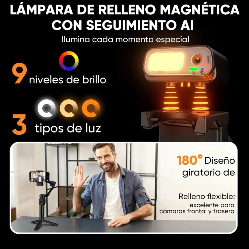 ESTABILIZADOR 3 EJES PARA SMARTPHONE CON LUZ RGB MAGNE TIC - 3