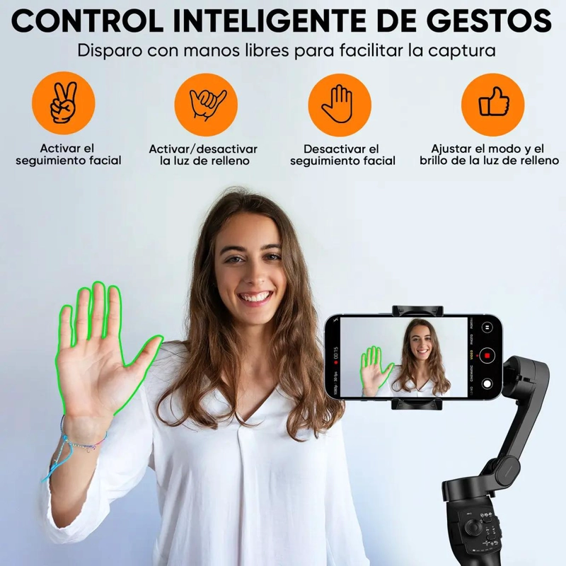 ESTABILIZADOR 3 EJES PARA SMARTPHONE CON LUZ RGB MAGNE TIC - 4
