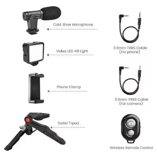 KIT COMPLETO DE GRABACION CON ESTABILIZADOR, LUZ LED YMIC - 3