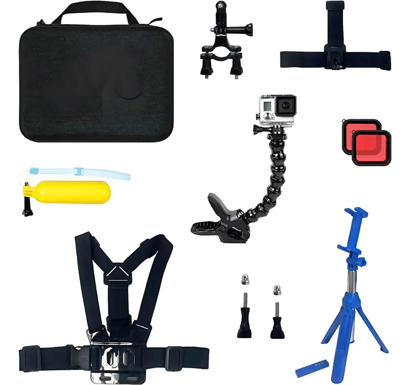 KIT DE ACCESORIOS PARA CAMARA GOPRO 8 CON ESTUCHE Y TRIPO - 2