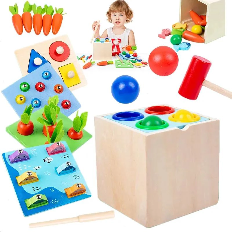 JUGUETE MONTESSORI 4 EN 1 DE MADERA DIDACTICO PARA NIÑOS - 1