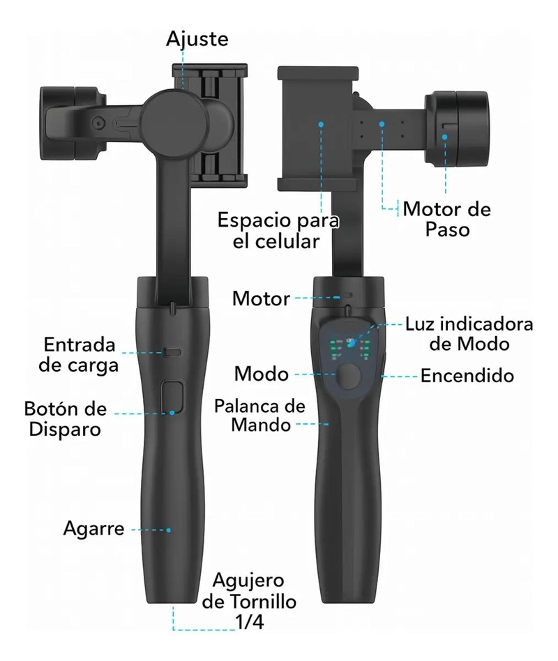 GIMBAL ESTABILIZADOR 3 EJES PARA CELULARES Y CAMARAS DE 3 - 4