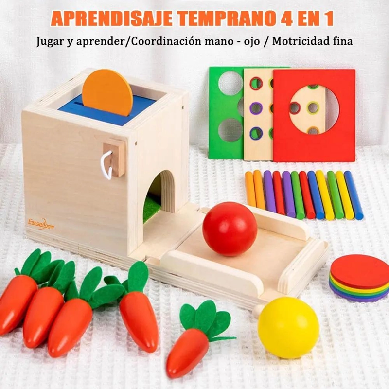 CUBO DE ENCAJE DIDACTICO 4 EN 1 DE MADERA MONTESSORI - 4