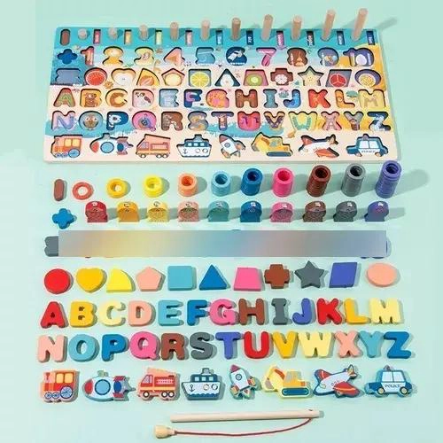 TABLERO EDUCATIVO DE MADERA PARA NIÑOS CON MATEMATICAS Y  - 4