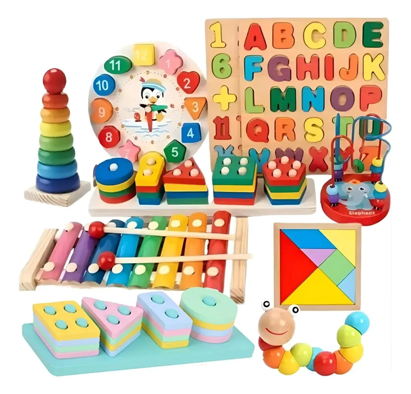 PACK 10 JUGUETES DIDACTICOS DE MADERA MONTESSORI - 1