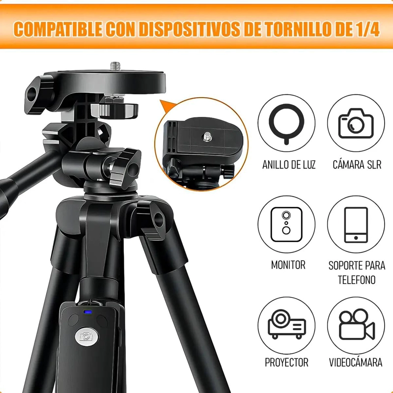 TRIPODE EXTENSIBLE PARA CELULAR Y CAMARA CON CONTROL REM - 5