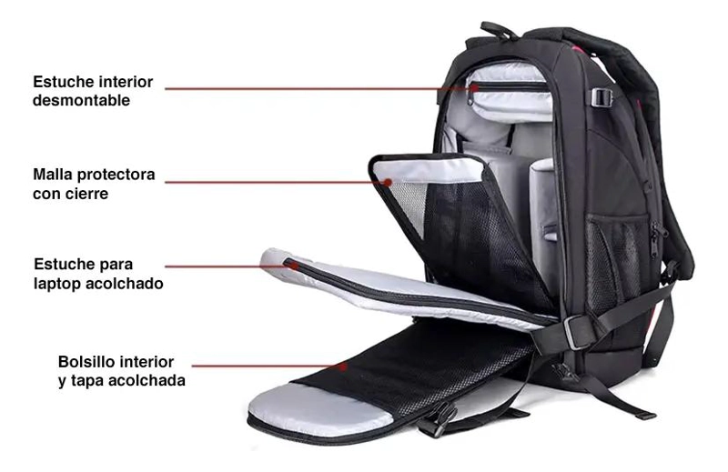 MOCHILA IMPERMEABLE ANTIRROBO PARA CAMARA FOTOGRAFICA K6 - 3