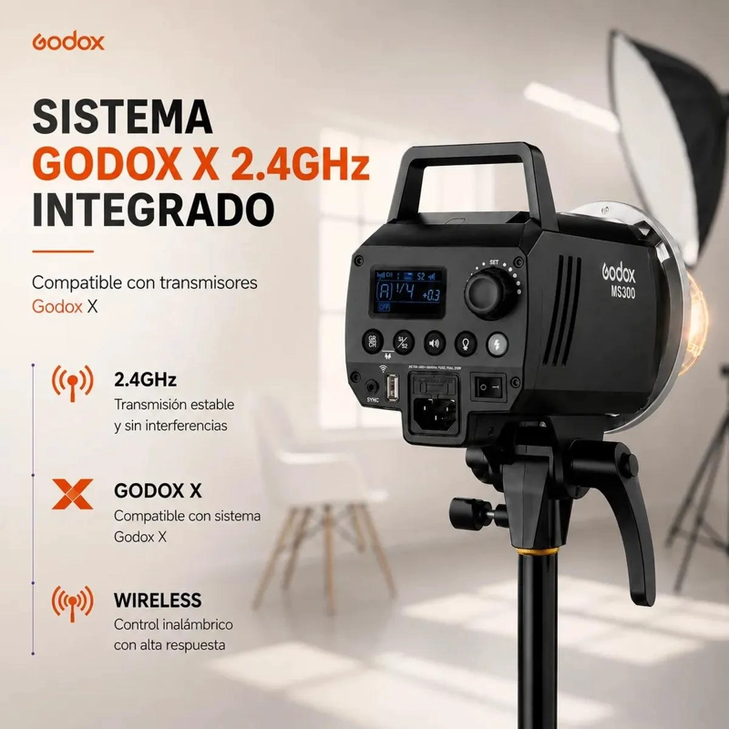 FLASH DE ESTUDIO 300W CON MONTURA BOWENS Y CONTROL 2.4GHZ - 3