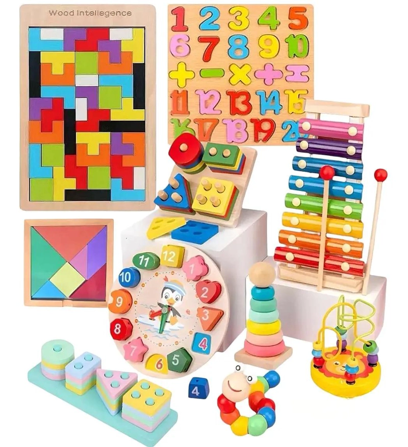 PACK 10 JUGUETES DIDACTICOS DE MADERA MONTESSORI - 1