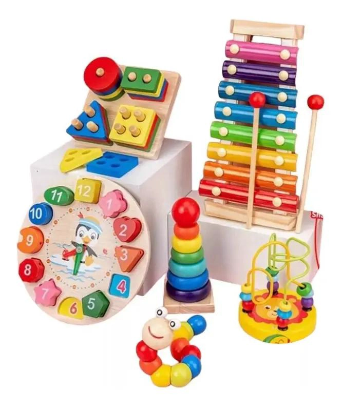 PACK 6 JUGUETES DIDACTICOS DE MADERA MONTESSORI - 1