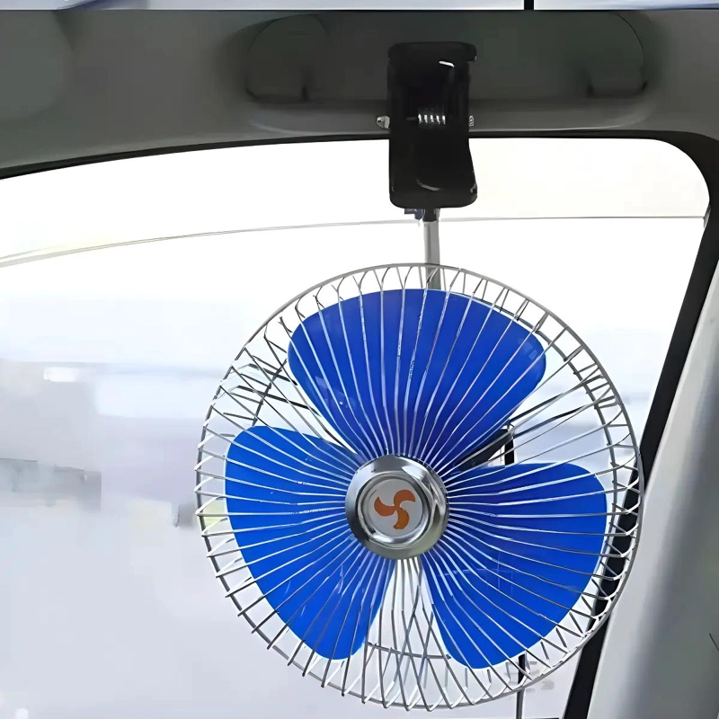 VENTILADOR AUTOMOTRIZ 12V OSCILANTE CON CLIP AZUL - 3