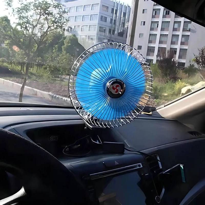 VENTILADOR AUTOMOTRIZ 12V OSCILANTE CON CLIP AZUL - 4