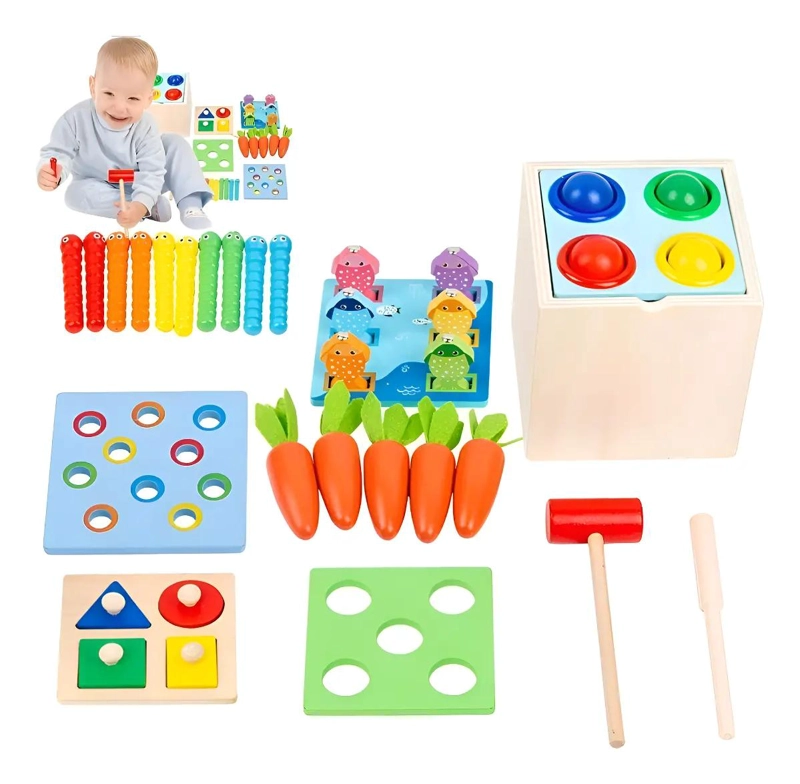 JUGUETE DIDACTICO MONTESSORI 5 EN 1 DE MADERA PARA NIÑOS - 1
