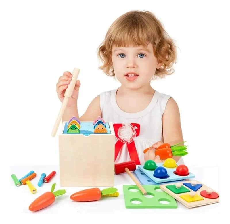 JUGUETE DIDACTICO MONTESSORI 5 EN 1 DE MADERA PARA NIÑOS - 2