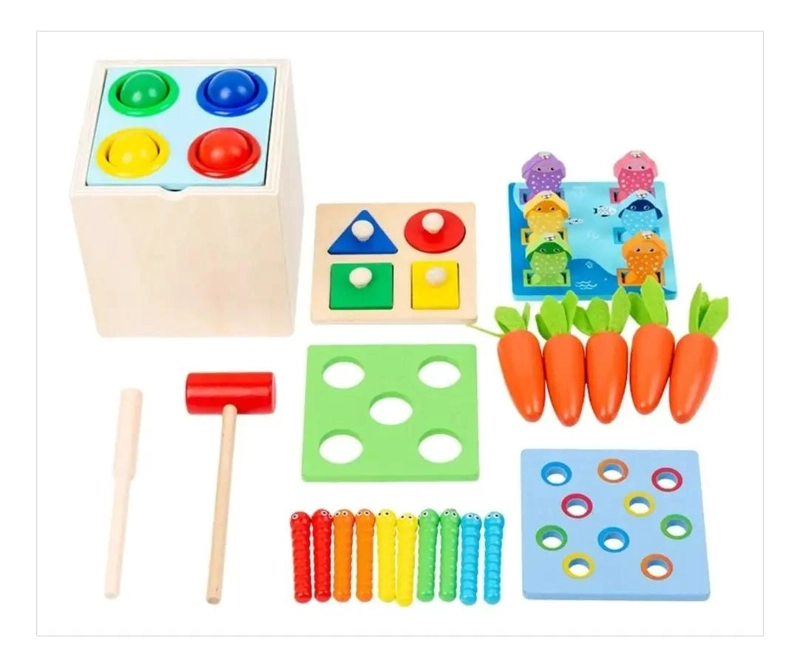 JUGUETE DIDACTICO MONTESSORI 5 EN 1 DE MADERA PARA NIÑOS - 3