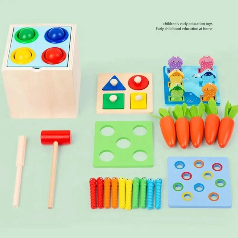 JUGUETE DIDACTICO MONTESSORI 5 EN 1 DE MADERA PARA NIÑOS - 5