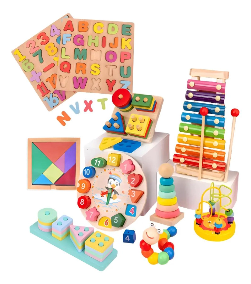 PACK 10 JUGUETES DIDACTICOS DE MADERA MONTESSORI - 1