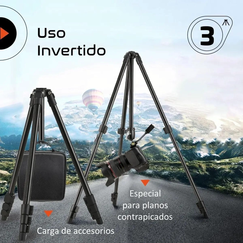 TRIPODE PARA CAMARA Y CELULAR CON ADAPTADOR - 5