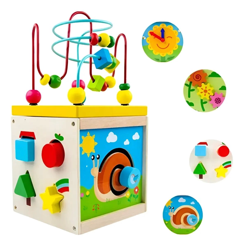 CUBO DIDACTICO DE MADERA PARA BEBE S - 1