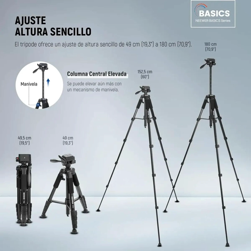 TRIPODE AJUSTABLE DE 180 CM PARA CELULAR Y CAMARA - 2