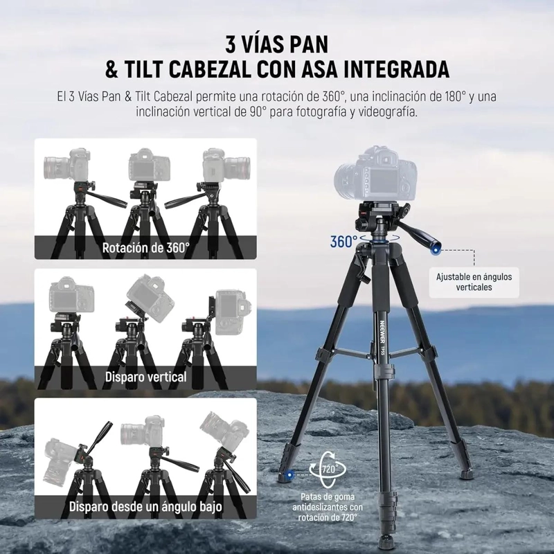 TRIPODE AJUSTABLE DE 180 CM PARA CELULAR Y CAMARA - 3