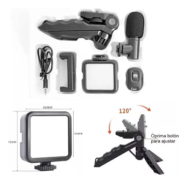 KIT DE GRABACION CON ESTABILIZADOR, LUZ LED Y MICROFONO - 3