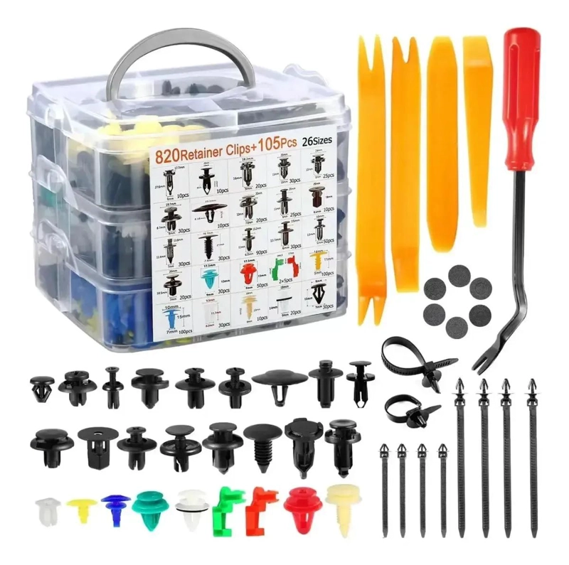 KIT 725 CLIPS DE RETENCION PLASTICO PARA AUTO - 1