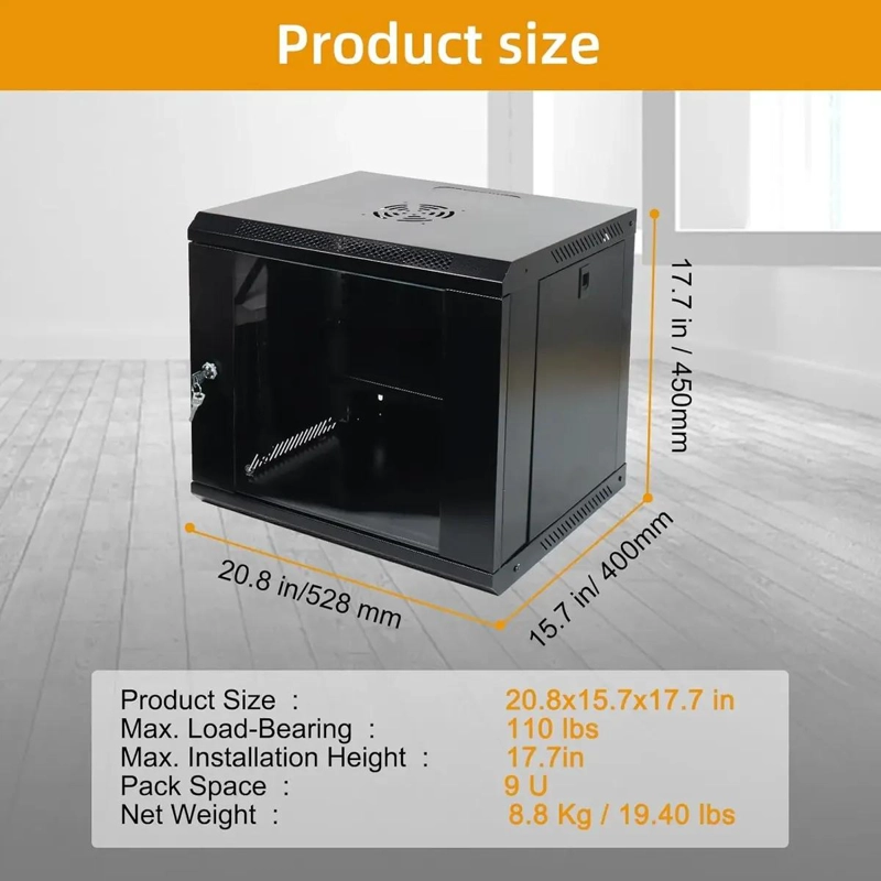 GABINETE RACK MURAL DESARMABLE 9U PARA EQUIPOS TI - 2