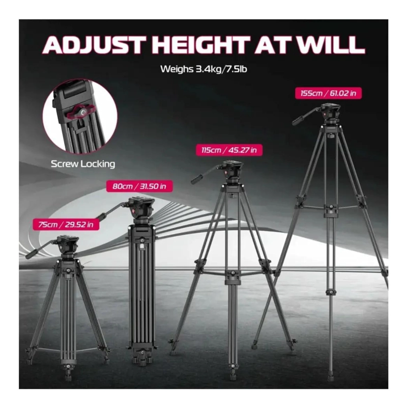 TRIPODE DE ALUMINIO CON CABEZAL PARA VIDEO MT-81 - 5