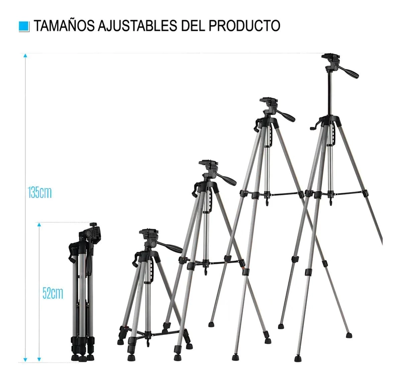 TRIPODE PROFESIONAL 140 CM PARA CAMARA Y CELULAR - 4