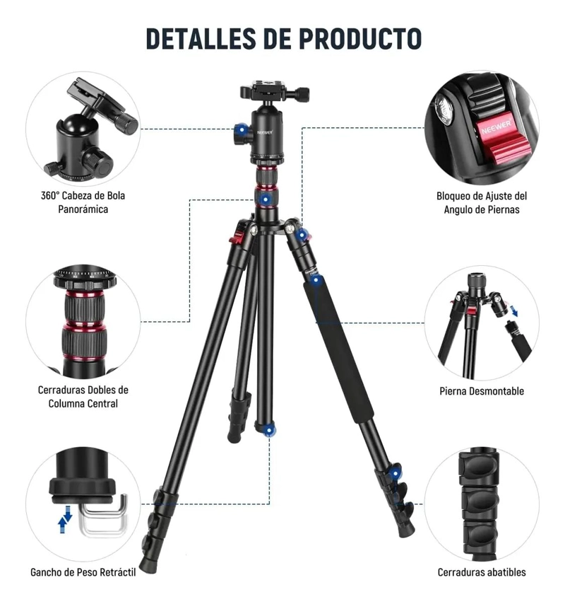 TRIPODE MONOPIE 195 CM CON SOPORTE Y CONTROL REMOTO - 5
