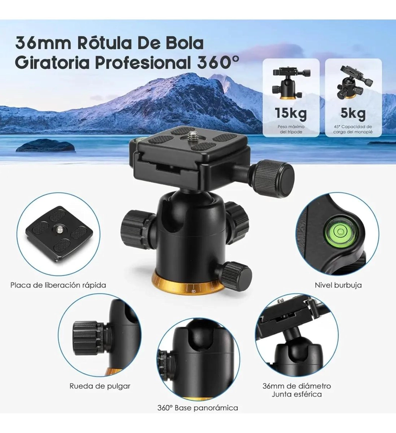 TRIPODE PORTATIL PARA CAMARA Y VIDEO PROFESIONAL - 5