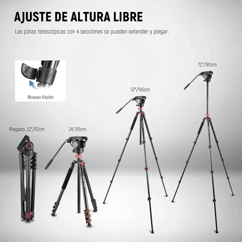 TRIPODE MONOPIE PROFESIONAL PARA CAMARA 181CM - 2