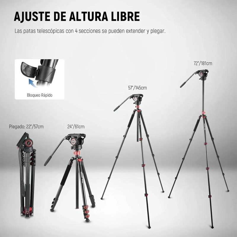 TRIPODE MONOPIE PROFESIONAL PARA CAMARA 181CM - 4
