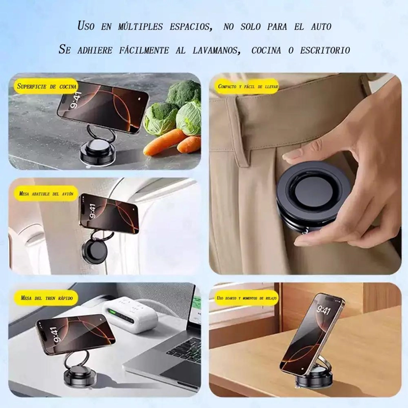 SOPORTE MAGNE TICO 360° CON VENTOSA ULTRA FUERTE PARA CELU - 5