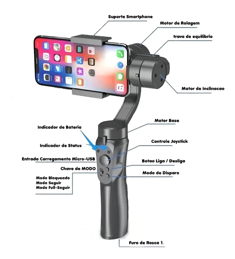 ESTABILIZADOR GIMBAL H4 PARA TELE FONO CELULAR - 2