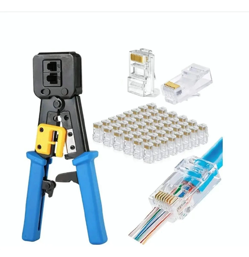 CRIMPEADORA PARA CONECTORES RJ45 CAT6 CON 50 CONECTORES - 2