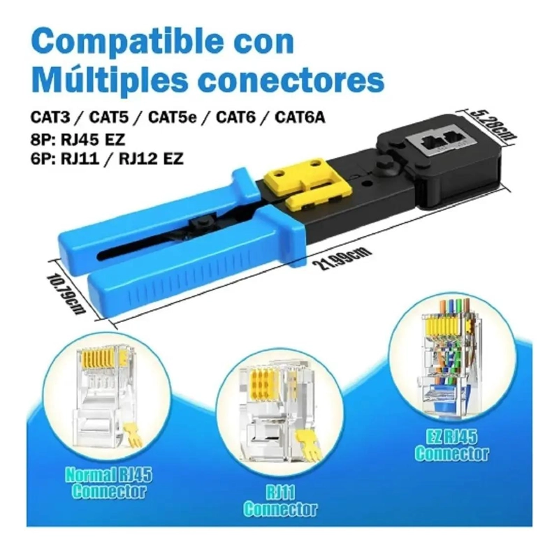 CRIMPEADORA PARA CONECTORES RJ45 CAT6 CON 50 CONECTORES - 3