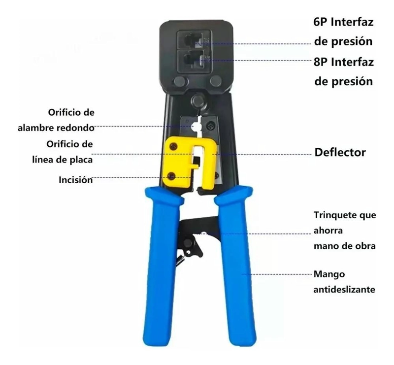 CRIMPEADORA PARA CONECTORES RJ45 CAT6 CON 50 CONECTORES - 4