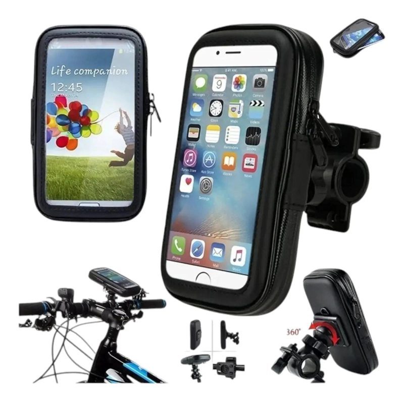 PORTA SMARTPHONE TOUCH PARA MOTO Y BICICLETA 5.5 NEGRO - 2