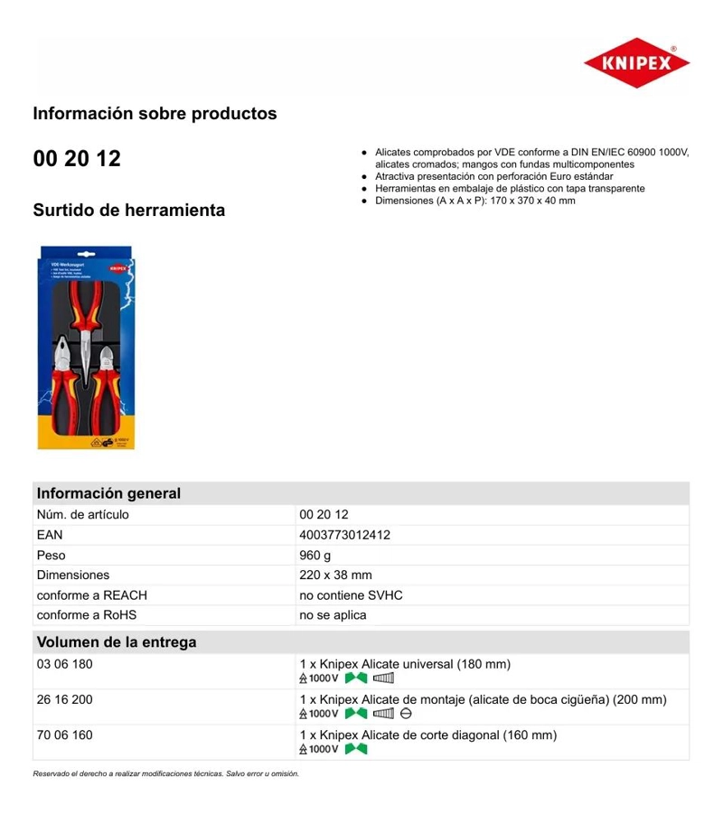 JUEGO DE ALICATES AISLADOS 1000V 3 PIEZAS - 2
