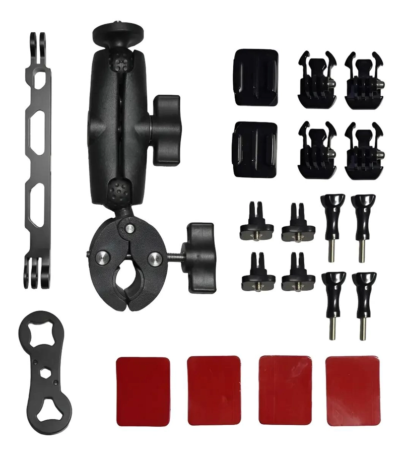 SET DE ACCESORIOS PARA CAMARA DE ACCION CON ENGANCHE Y SO - 1